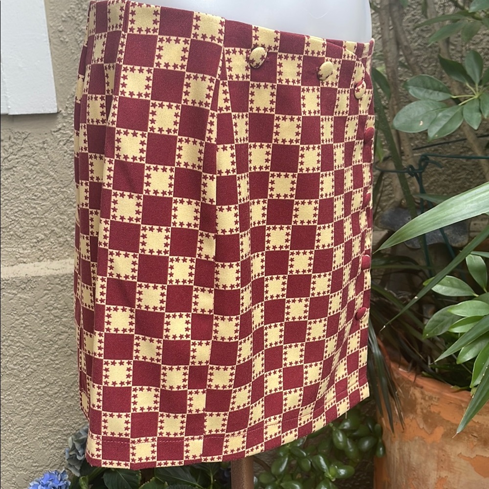 Urban Outfitters Checkered Burgundy and Cream Skirt - Picture 10 of 14